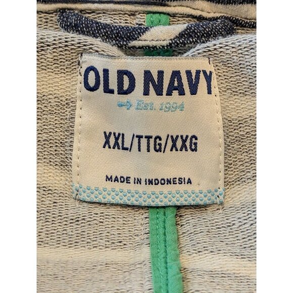 Old Navy Womens Knit Blazer Plus XXL Preppy Nautical Coastal Striped Breton Gray - Picture 5 of 7